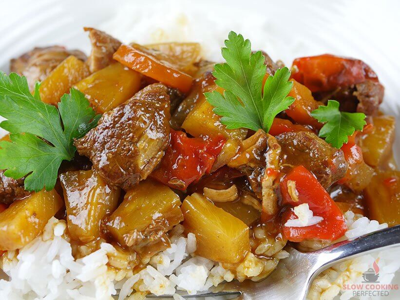 Sweet and Sour Pork cooked in the Slow Cooker