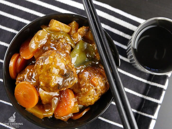 Sweet and Sour Meatballs with rice