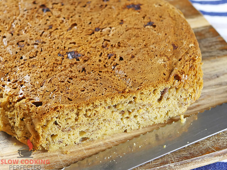 Sliced Banana Bread baked in a Slow Cooker