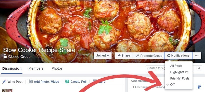 Turn Off FB Group Notifications