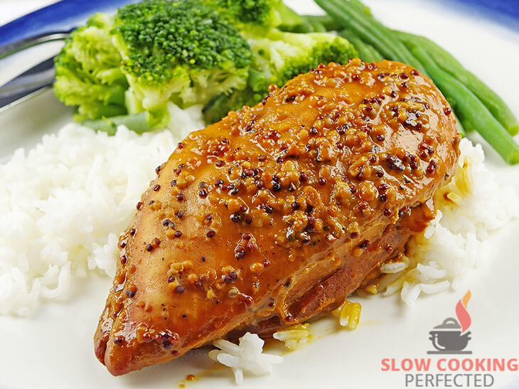 Slow-Cooked Honey Mustard Chicken with Rice and Steamed Greens