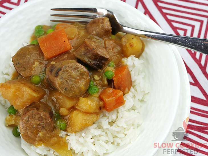 Curried sausages made from scratch