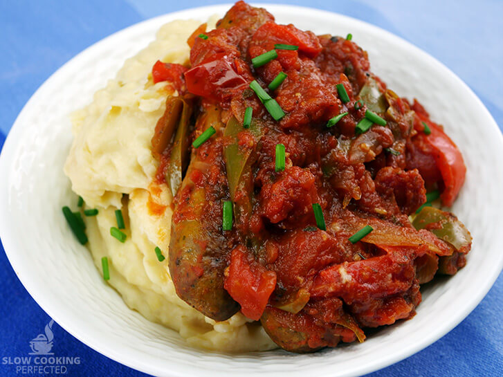 Sausage and Peppers with Mashed Potatoes