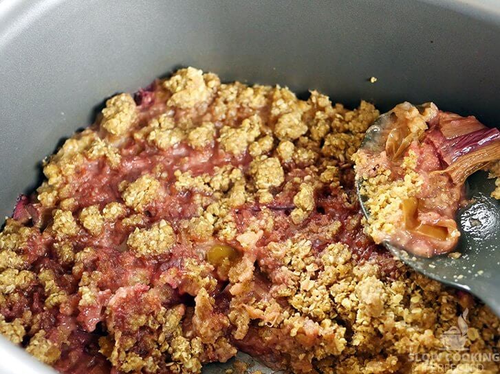 Rhubarb crisp in the slow cooker