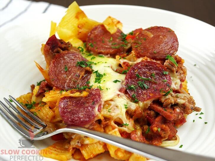 Slow Cooker Pizza Casserole