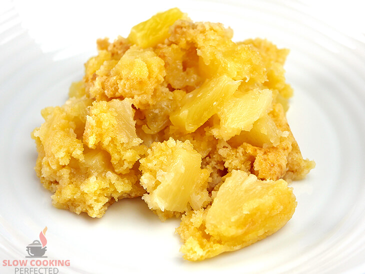 Pineapple Dump Cake cooked in a Slow Cooker