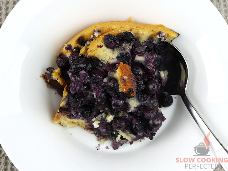 Slow Cooked Blueberry Cobbler in a Bowl