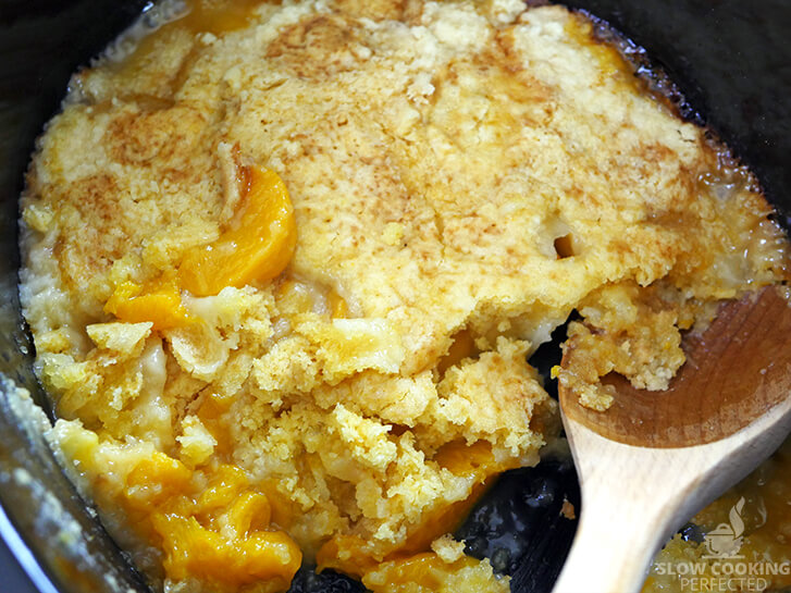 Peach Dump Cake in the Slow Cooker