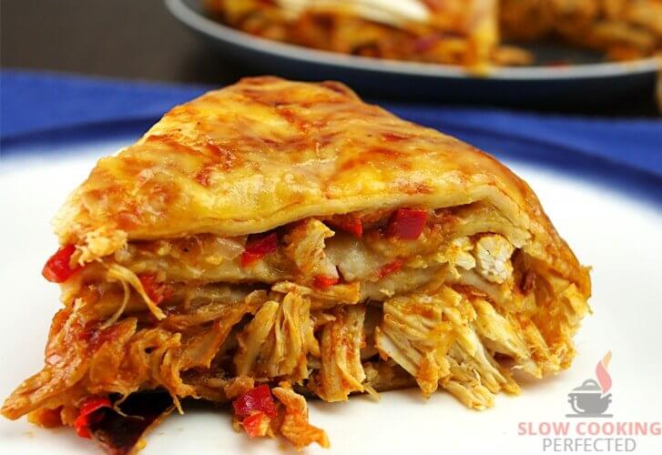 Layered Slow Cooker Chicken Enchiladas