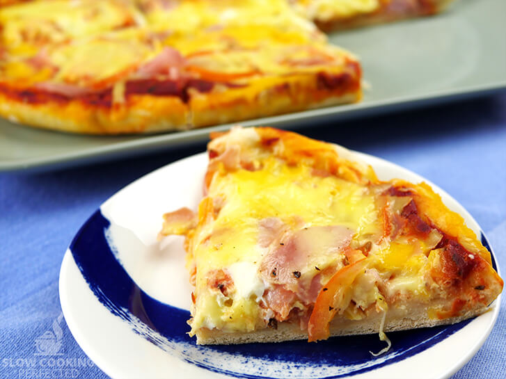 Ham, Tomato, and Egg Breakfast Pizza