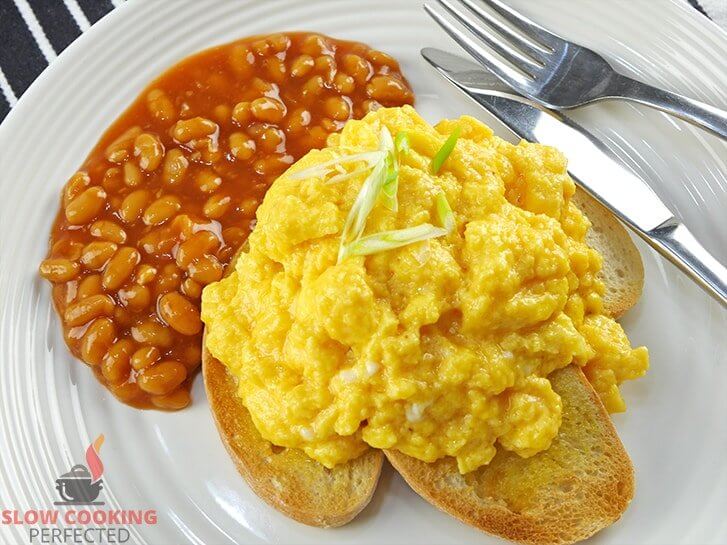 Crockpot Scrambled Eggs with Sausage Omelette for a Crowd