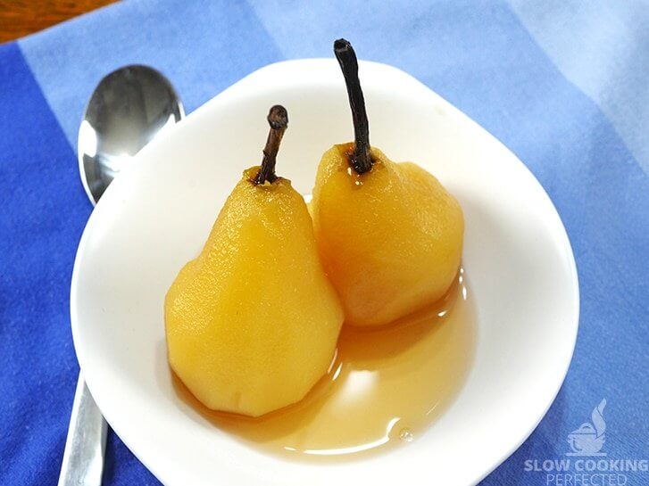 Pears Poached in White Wine and Cardamom