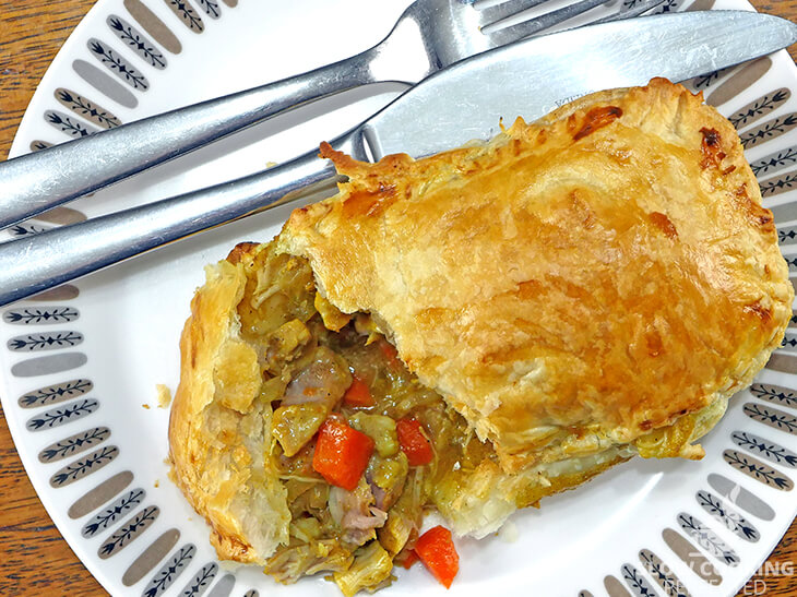 Curry chicken pie with puff pastry