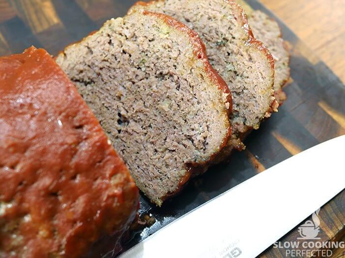 Slow Cooker Meatloaf with Ketchup and Mustard Sauce 