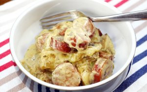 Featured image for Creamy Slow Cooker Sausage and Potatoes