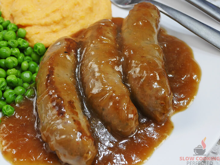 Homemade] square slice sausage, with onion and mushroom gravy Will be  served with cream totties and mash root veg. : r/slowcooking