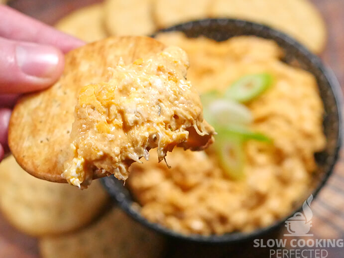 Buffalo Chicken Dip on a Cracker