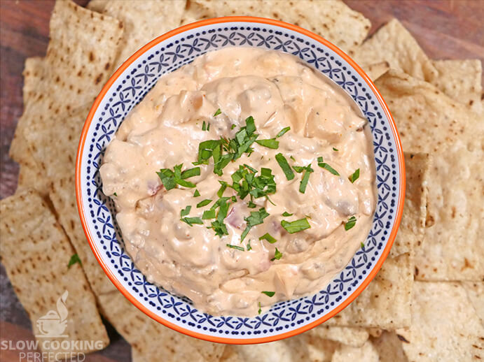 Chili Con Queso Dip with Tortilla Chips