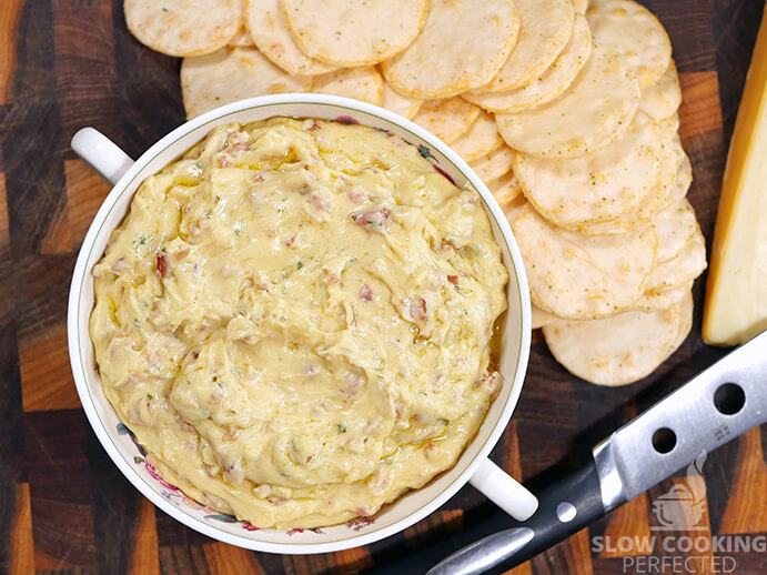 Cheese and Bacon Dip with Crackers