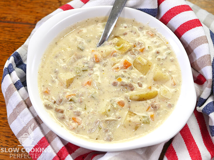 Crockpot Cheeseburger Soup {Prepped in Minutes!}