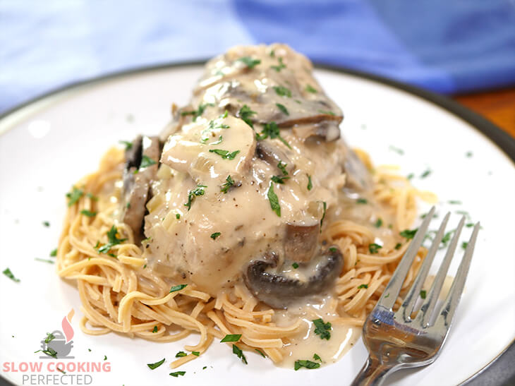 Slow Cooker Chicken with Mushrooms and noodles