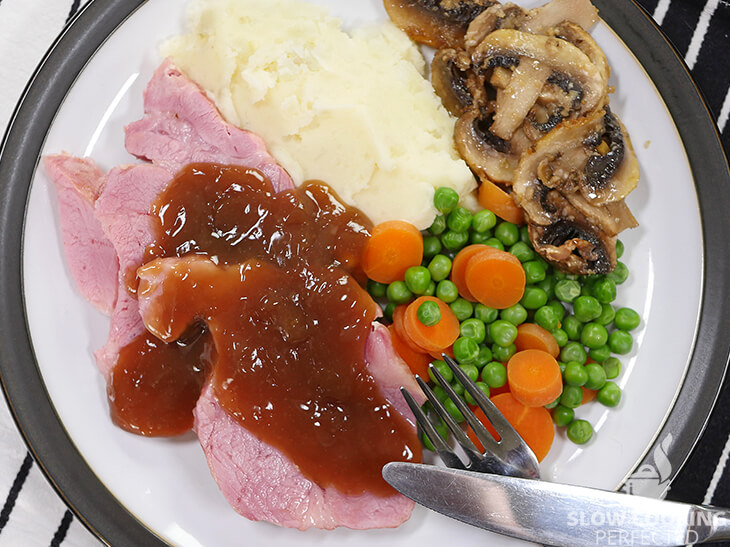 Slow Cooked Pickled Pork with Mashed Potatoes and Vegetables