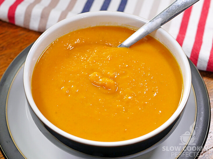 Slow-cooked sweet potato soup with coconut cream
