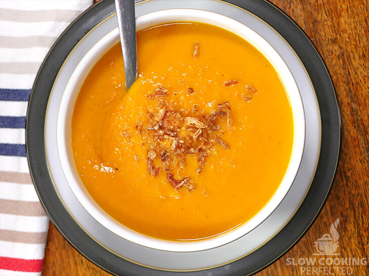 Slow Cooker Sweet Potato Soup with Dried Shallots