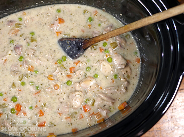 Chicken Pot Pie Filling in the Slow Cooker