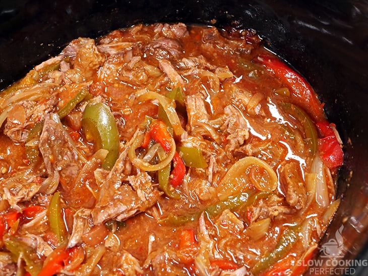 Beef Fajita mix cooking in the Slow Cooker